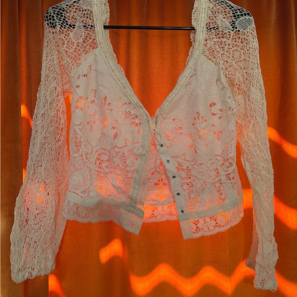 Lace Button-Up Cardigan